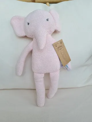 Peluche elefante rosa Kiokids 100% algodón