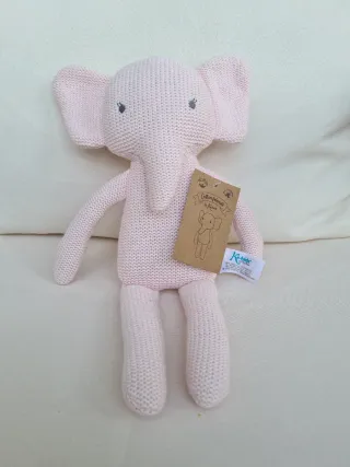 Peluche elefante rosa Kiokids 100% algodón