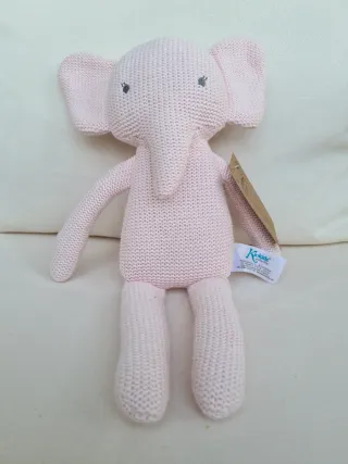 Peluche elefante rosa Kiokids 100% algodón