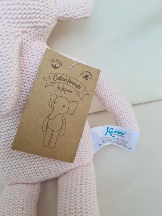Peluche elefante rosa Kiokids 100% algodón