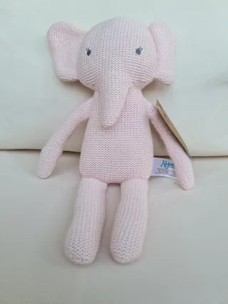 Peluche elefante rosa Kiokids 100% algodón