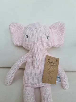 Peluche elefante rosa Kiokids 100% algodón