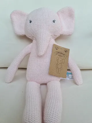 Peluche elefante rosa Kiokids 100% algodón