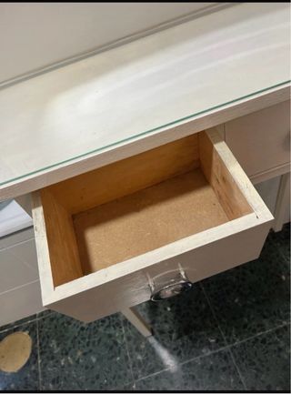 Consola madera blanco roto con cristal