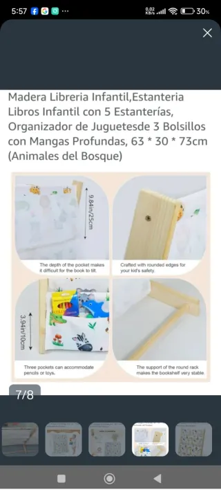 Librería infantil 5 estantes de tela con animales