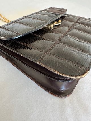 Bolso fiesta piel cocodrilo dorado