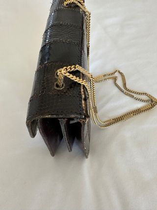 Bolso fiesta piel cocodrilo dorado