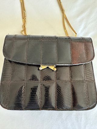 Bolso fiesta piel cocodrilo dorado