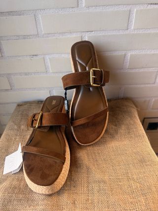 Sandalias Cuña Zara  caqui