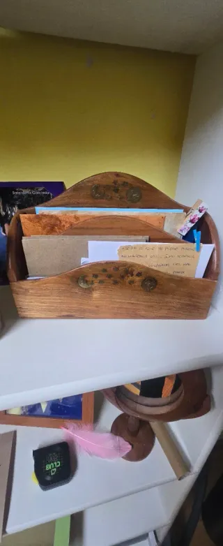 Conjunto espejo y secreter cartas madera