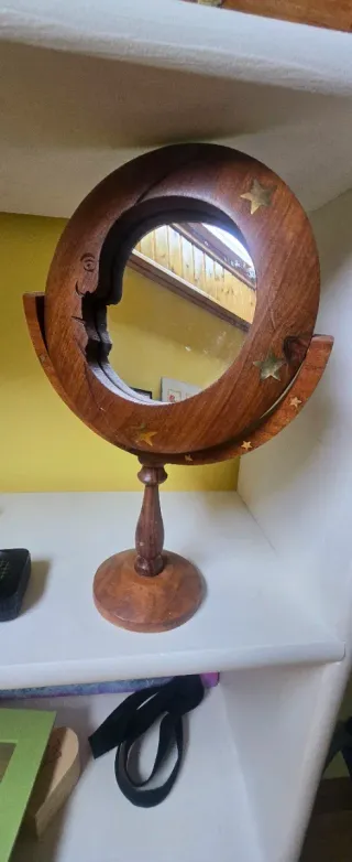 Conjunto espejo y secreter cartas madera