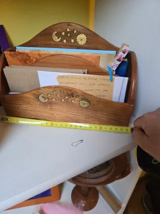 Conjunto espejo y secreter cartas madera