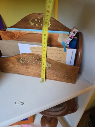 Conjunto espejo y secreter cartas madera