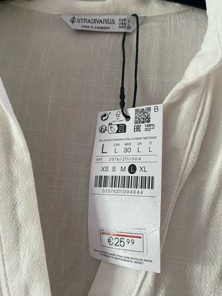 Vestido blanco Stradivarius talla L