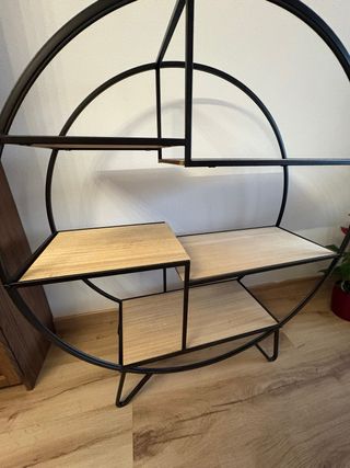 Estantería Decorativa Circular Metal y Madera