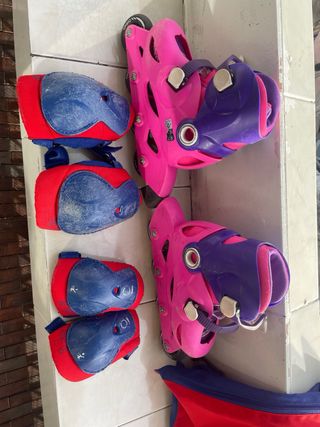 Patines Oxelo Rosas Talla 30-33 + Protecciones +