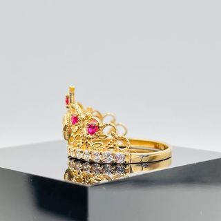 ANILLO CORONA CON CIRCONITAS FUCSIA 18K