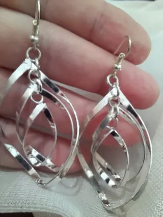 Pendientes largos baño plata diseño original