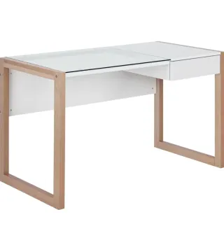 Scrivania moderna legno e vetro con cassetto