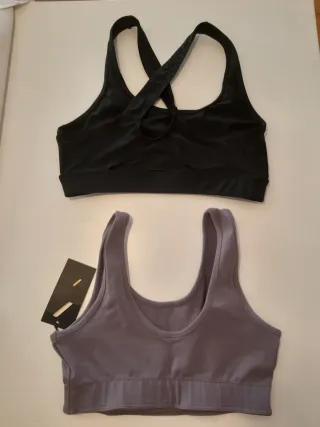 Conjunto 2 Tops Deportivos MP Negro y morado. T-S