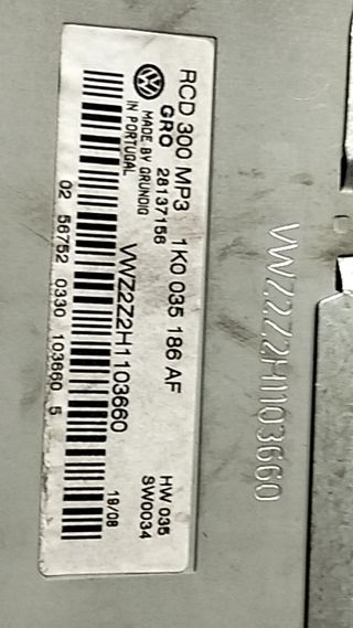 SISTEMA AUDIO / RADIO CD VOLKSWAGEN GOLF V BERLINA (1K1)