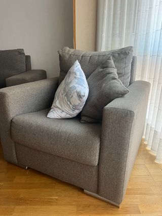 Sofá 3 plazas + 2 sillones tela gris