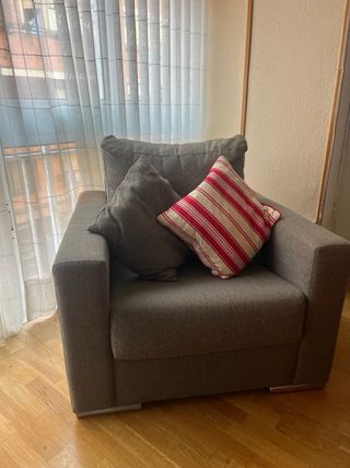 Sofá 3 plazas + 2 sillones tela gris