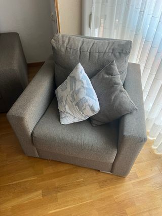 Sofá 3 plazas + 2 sillones tela gris