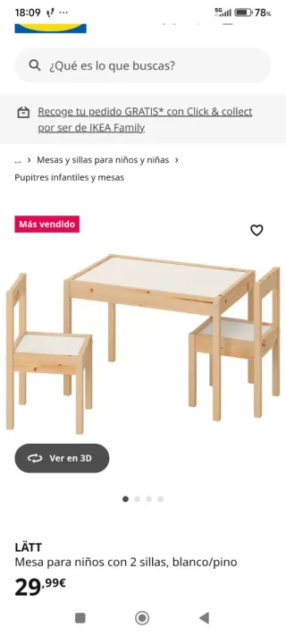 Mesa y 2 sillas infantiles LÄTT