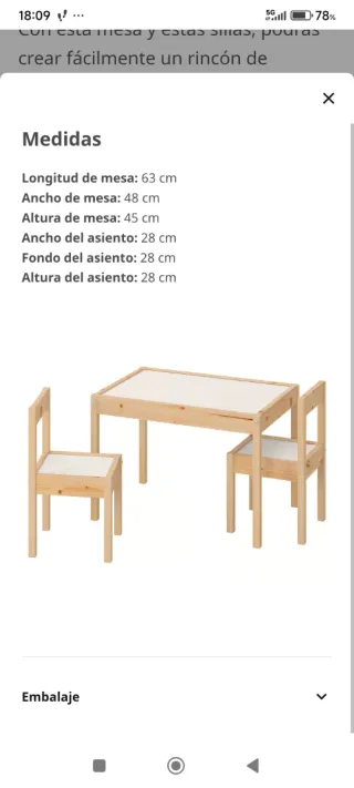 Mesa y 2 sillas infantiles LÄTT