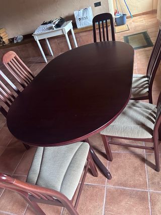 Mesa comedor y 6 sillas madera