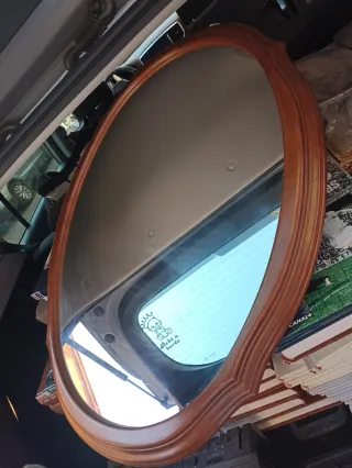 Espejo de madera vintage ovalado