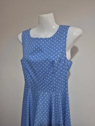 Vestido Azul Bolinhas Grace Karin
