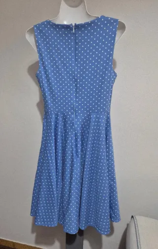 Vestido Azul Bolinhas Grace Karin