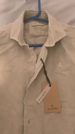 Camisa Lino Regular Fit Beige Scalpers