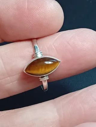 Anillo Plata Ley Ojo Tigre Marquise