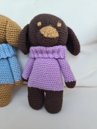 2 Peluches Perro Crochet 22/24cm