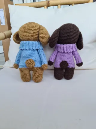 2 Peluches Perro Crochet 22/24cm