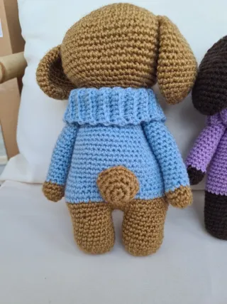 2 Peluches Perro Crochet 22/24cm