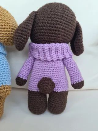 2 Peluches Perro Crochet 22/24cm