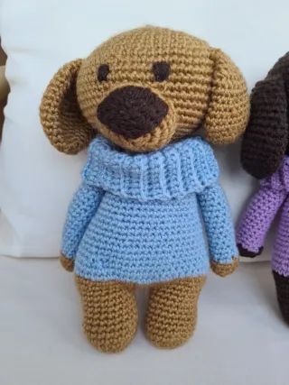 2 Peluches Perro Crochet 22/24cm