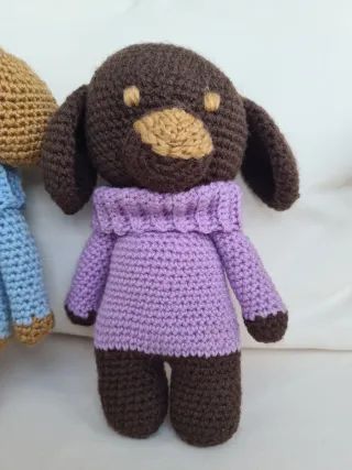 2 Peluches Perro Crochet 22/24cm