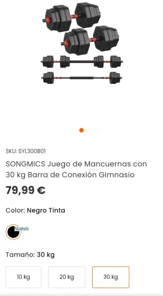 Mancuernas 30kg Barra Conexión Hexagonal SYL300B01