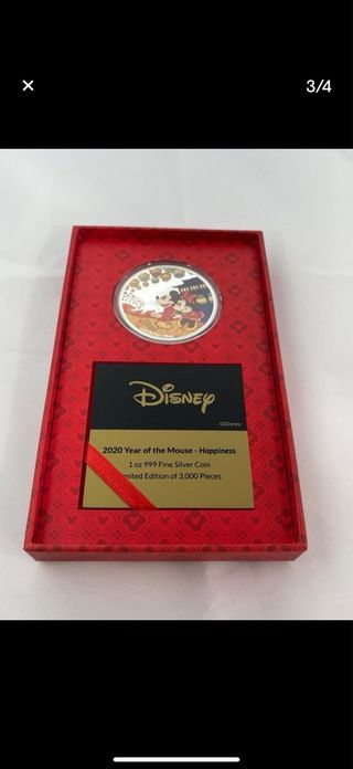 Moneda Plata 1 oz Disney Año Ratón