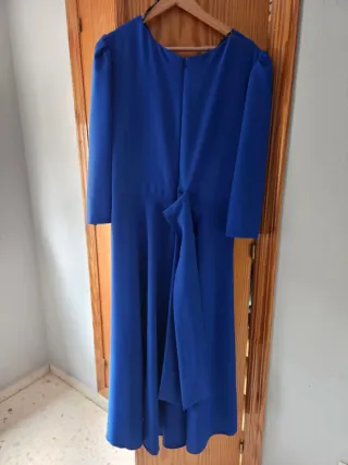 Vestido ceremonia manga francesa azul. Talla 46/48