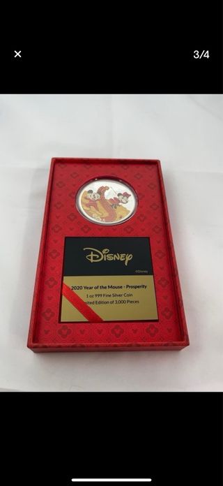 Moneda Plata 1 oz Disney Año Ratón