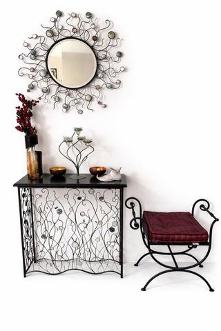 Ingresso in metallo con specchio e seduta