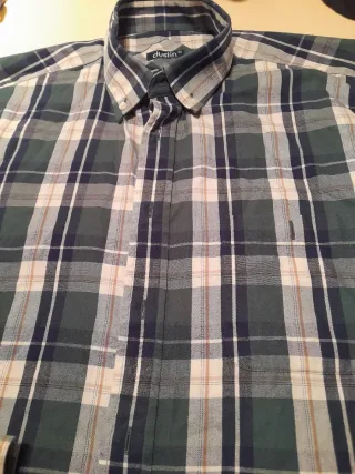 Camisa cuadros poliéster y algodón, cuadros verde