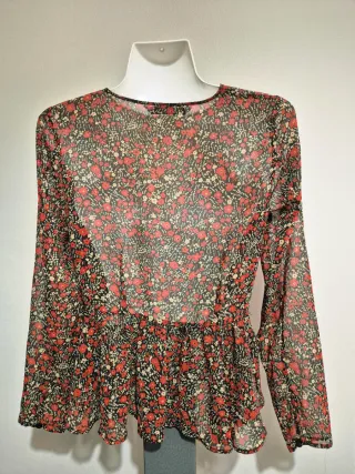 Blusa Zara floral manga comprida
