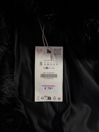 Abrigo Zara Negro Talla S